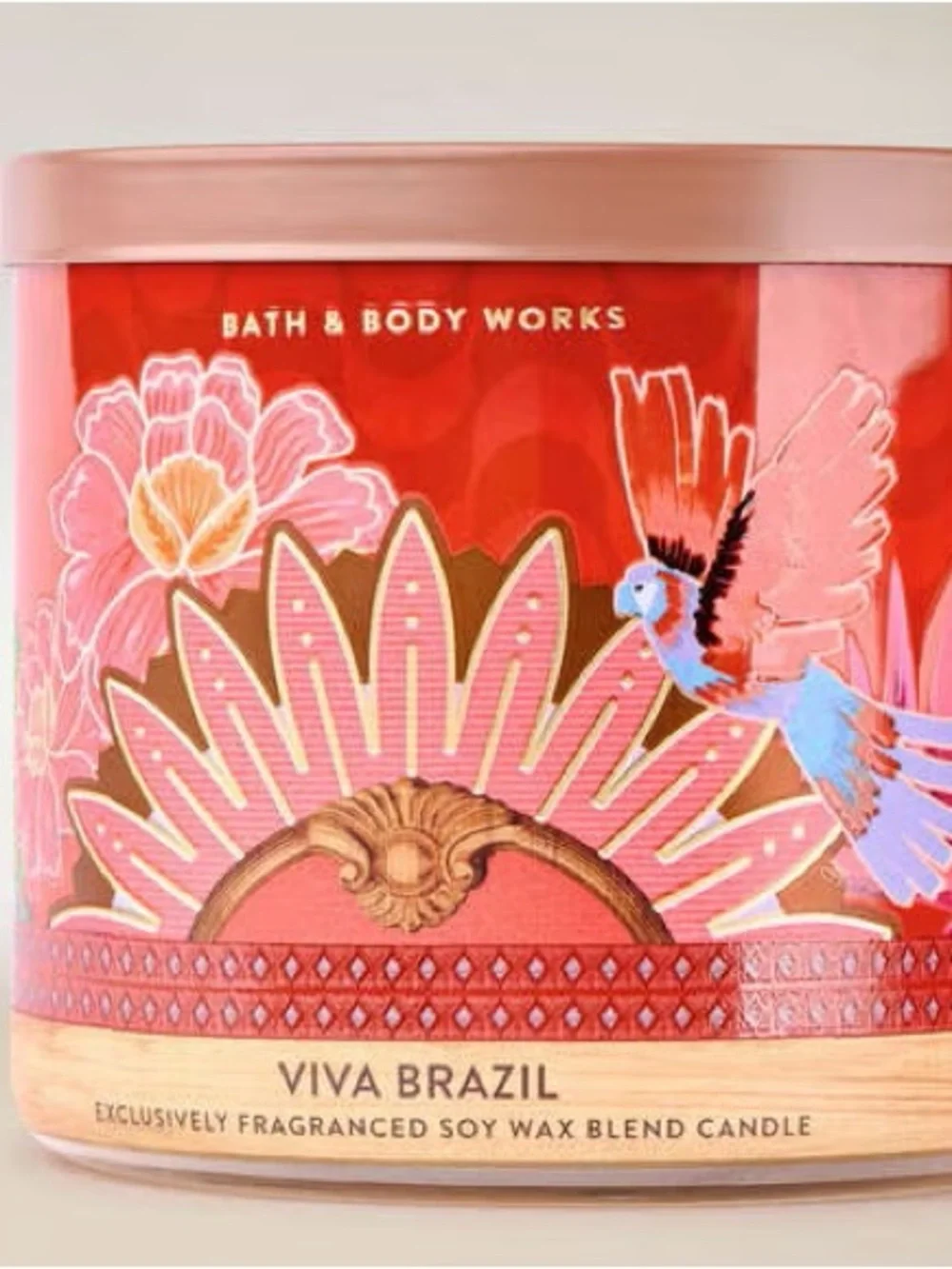 Bath & Body Works Viva Brazil 3-Wick Candle - Red - Picture 2 of 4